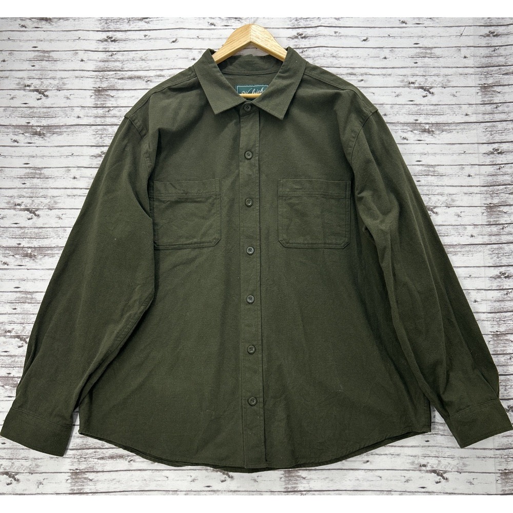 Woolrich Men's 2XL Green Label Chamois Long Sleeve Button Up Shirt Army Green